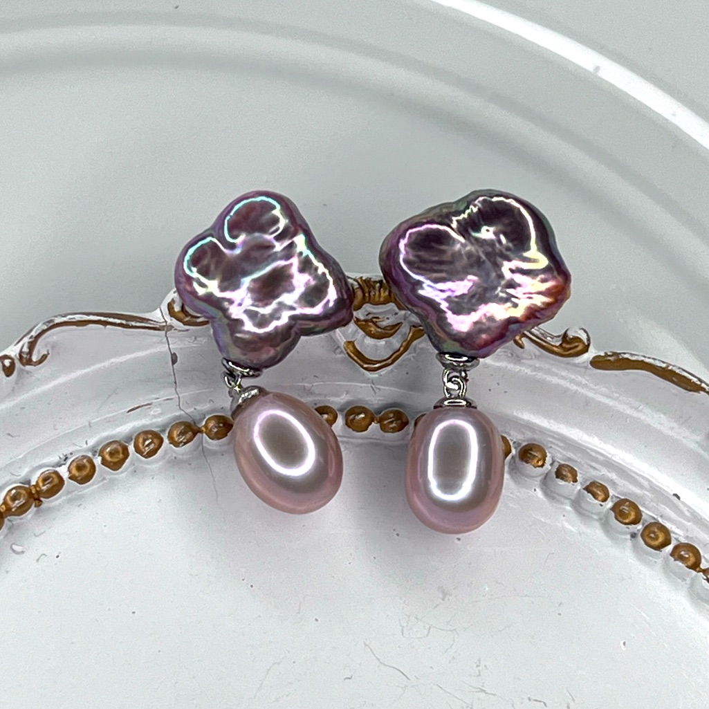 Cloud Handmade S925 Freshwater Unicorn Baroque Pearl Cloud Rain Earrings